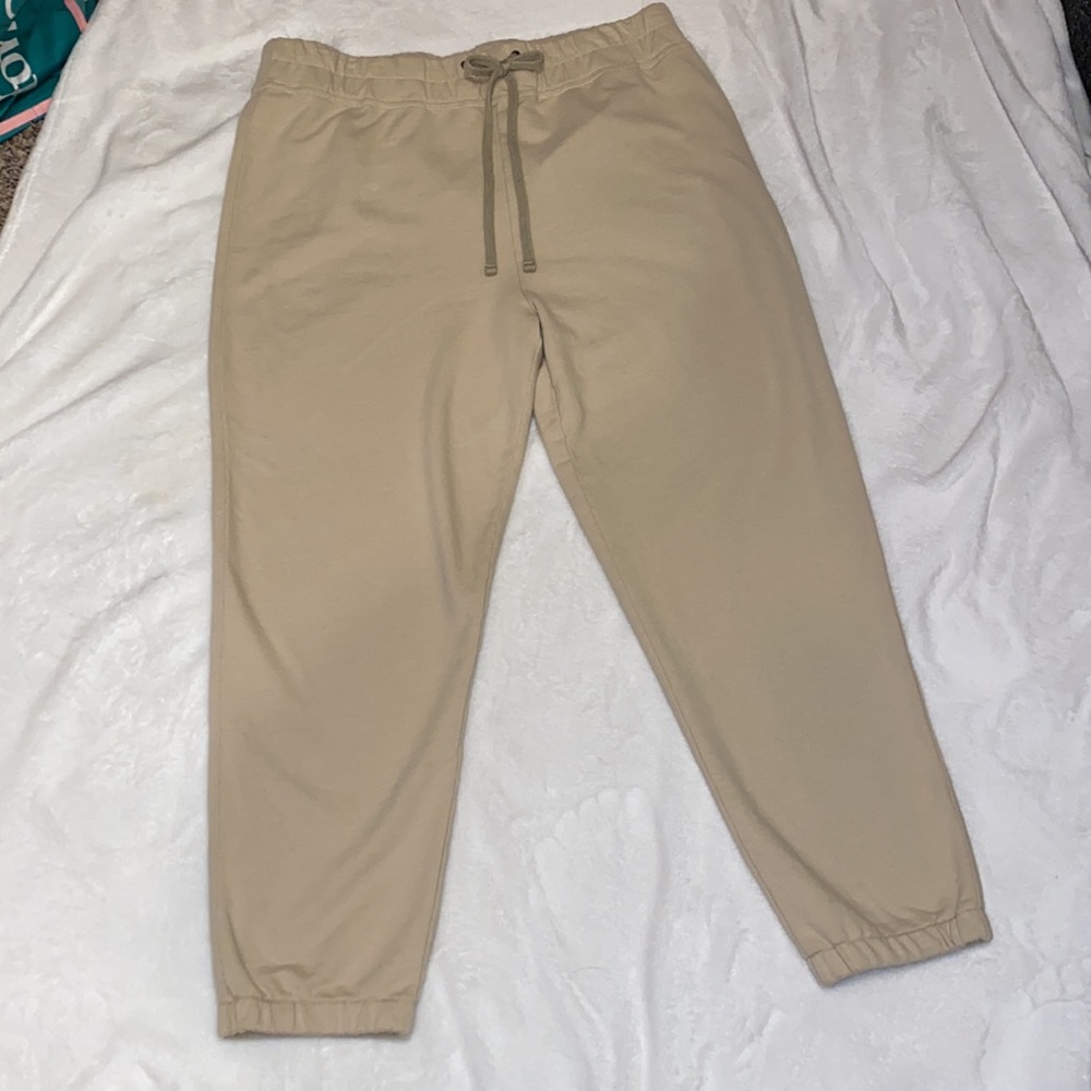 NWT Women’s Standard James Perse tan sweatpants , elastic ankles,size 1 , small